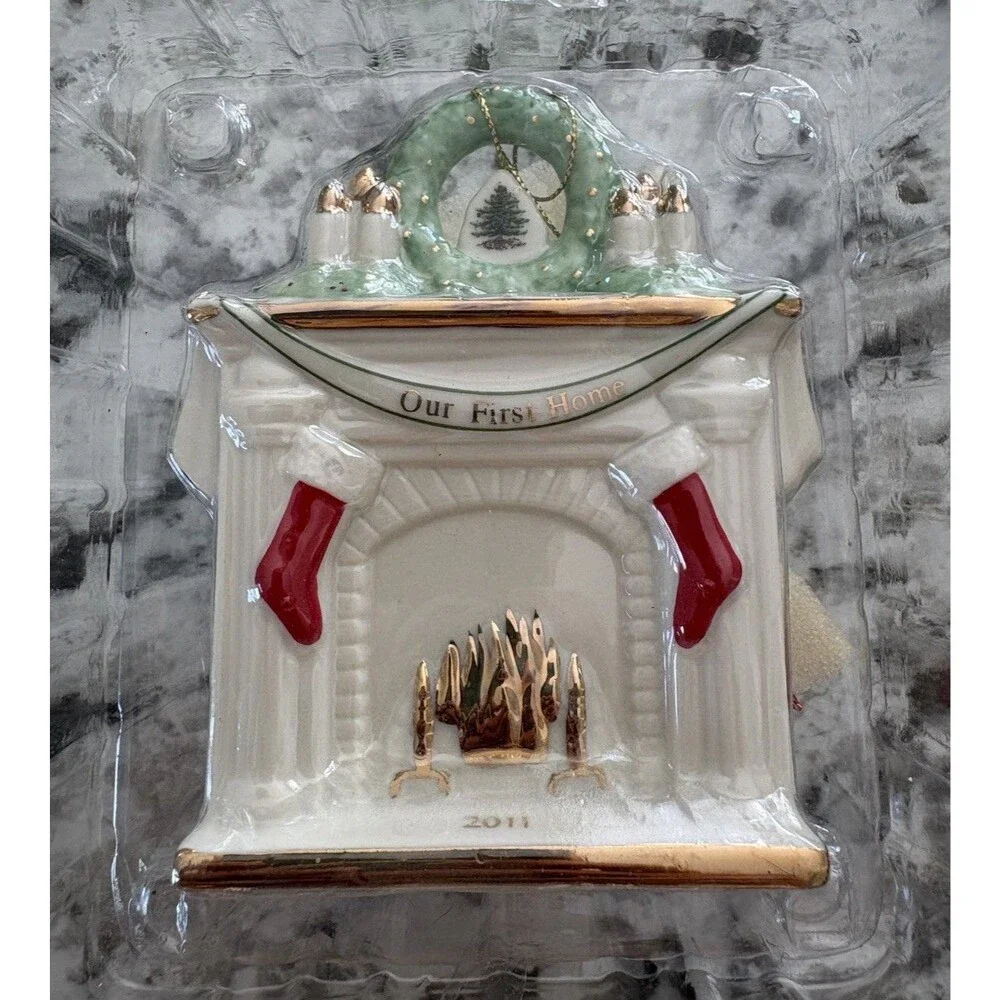 Spode Christmas Tree Holiday Our New First Home Fireplace 2011 Ornament